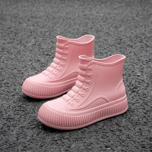 Waterproof, Non-Slip, Short-Height Rain Boots for Women – Korean-Style Casual Rubber Shoes with Cotton Lining for Outdoor Wear