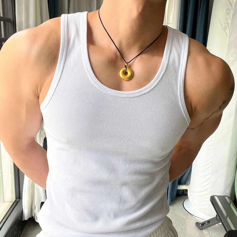 2025 Summer Men's Thickened Fine Thread Vest Men's American Sports Vest Hip-hop Slim-fit Cotton Vest Base