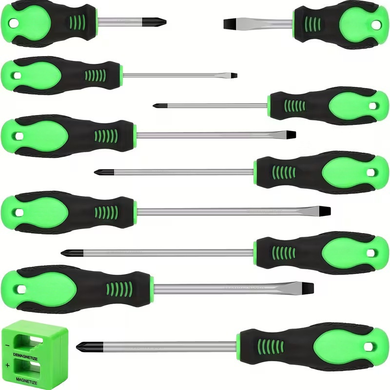 11pc Mushroom Head Magnetic Screwdriver Set with Magnetizer Demagnetizer