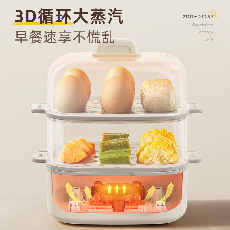 小熊ZDQ-D12R3煮蛋器 蒸蛋器 单双层家用多功能高温保护早餐鸡蛋|undefined