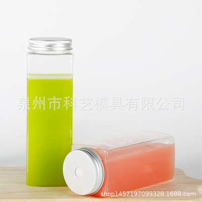 批发一次性奶茶杯鲜榨果汁 冷泡茶瓶塑料pet 外卖长方瓶500ml|ms
