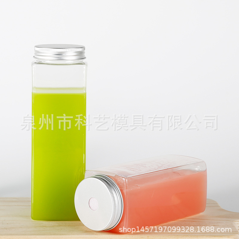 批发一次性奶茶杯鲜榨果汁 冷泡茶瓶塑料pet 外卖长方瓶500ml|ms