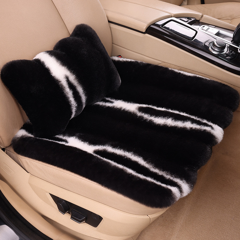 卸売車の座布団冬の短い毛の保温のぬいぐるみの縦の紋様のネットの赤い3セットの冬の車の座布団|undefined
