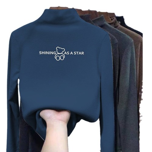 Y2545# Men and Women, Large and Small Children, Fleece Base Shirt, Top for Autumn and Winter, Thick Long Sleeve, Half High Collar, Children's Autumn Clothing Trend