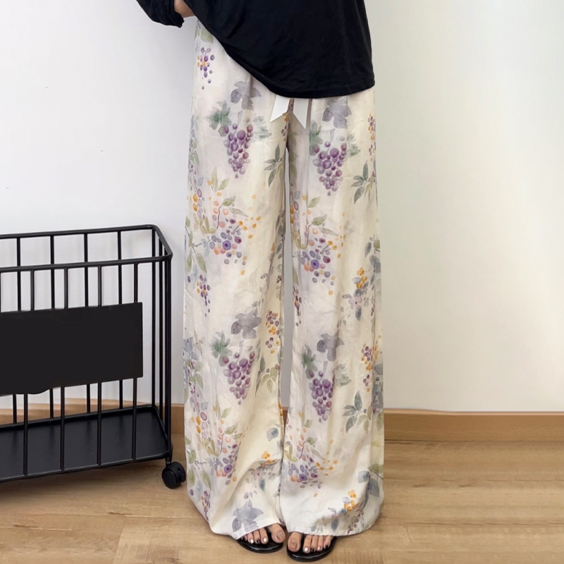 Bodhi Flower Home Cotton Silk Pajama Pants Beach Cropped Pants Plus Size Loose Casual Wide-Leg Pants High-Waisted Walking Pants Bodhi Flower Home Cotton Silk Pajama Pants Beach Cropped Pants Plus Size Loose Casual Wide-Leg Pants High-Waisted Walking Pants