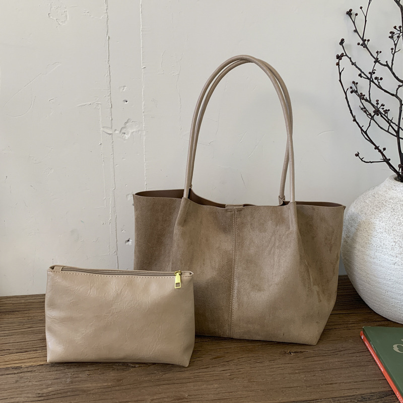 Suede Large Capacity Commuter Tote Bag 2026 Korean Style Minimalist Ins Shoulder Bag For Women - Thumbnail 4