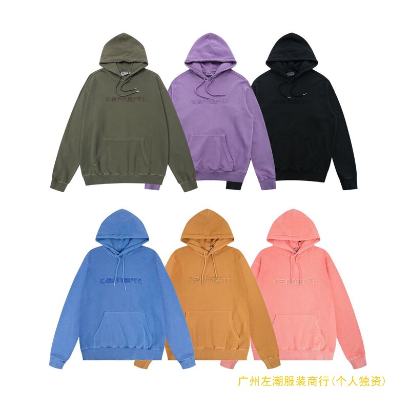 European and American Trendy Brand Washed Heavy-Duty Carhartt Classic Letter Embroidery Men's and Women's Loose Hoodies and Sweatshirts