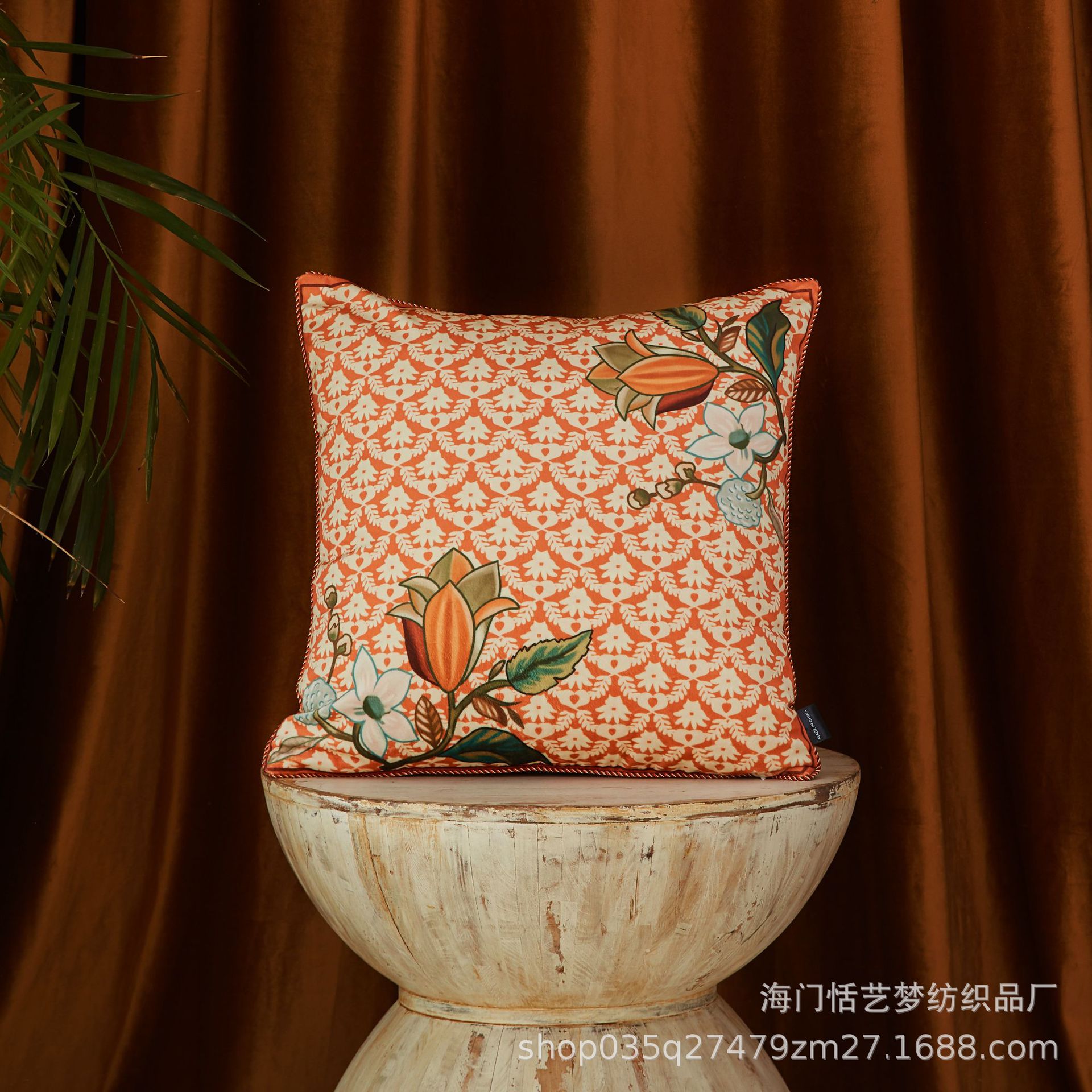 出口美国手绘复古美式抱枕乡村客厅沙发床头靠枕垫靠枕套-阿里巴巴