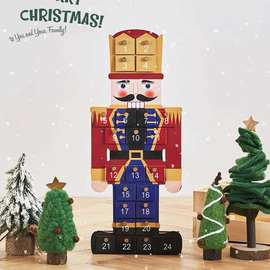 创意居家24倒计时胡桃夹子 木质圣诞胡桃兵装饰摆件 家居木制摆件