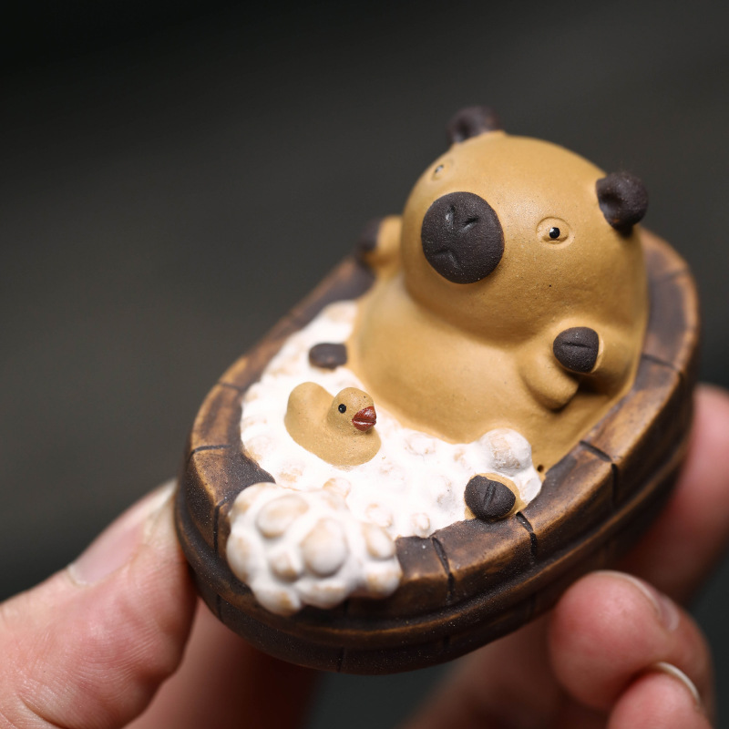 Yixing Zisha Tea mascota animal capibara cura lindo y lindo Kapibala baño pequeño decoración de mesa