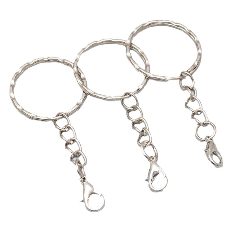 Metal key ring accessories 25mm aperture key chain hanging lobster clasp 30mm flat ring four chain key chain