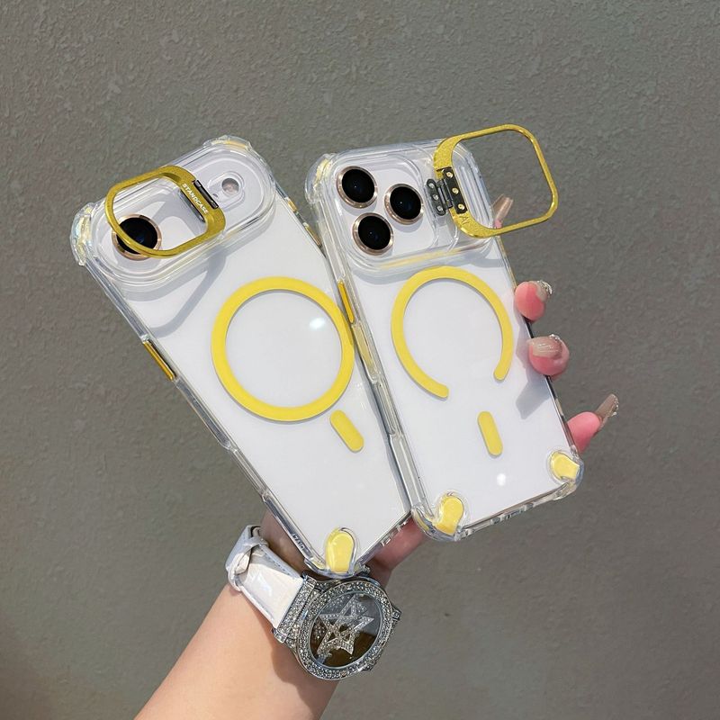 适用苹果17promax气囊防摔磁吸镜头支架iPhone16镜头膜全包手机壳|undefined