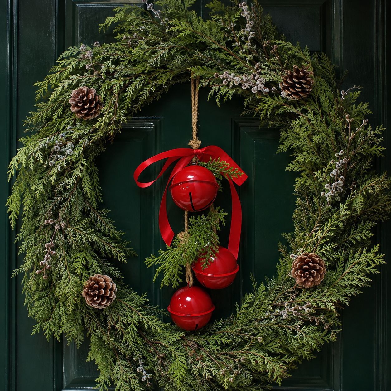 Amazon Vintage Gold Christmas Bell String Hanging Set of Three with Pine Branches and Bowknots Christmas Bell Set
