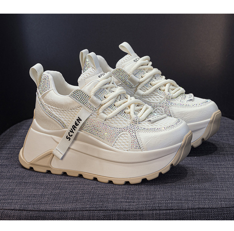 Giày sneaker nữ đế dày phong cách cổ điển phối lưới và da — Vàng lưới 5027-1, Đỏ da 5027, Xám lưới 5027-1, Đỏ lưới 5027-1 chi tiết 37