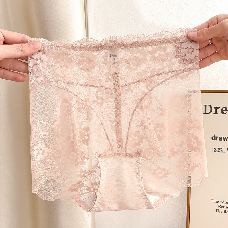 2025 New Sexy Ultra-Thin High Waist Lace Panties Women's Tummy Control Butt Lifting Fashion Hollow Breathable Women's Panties