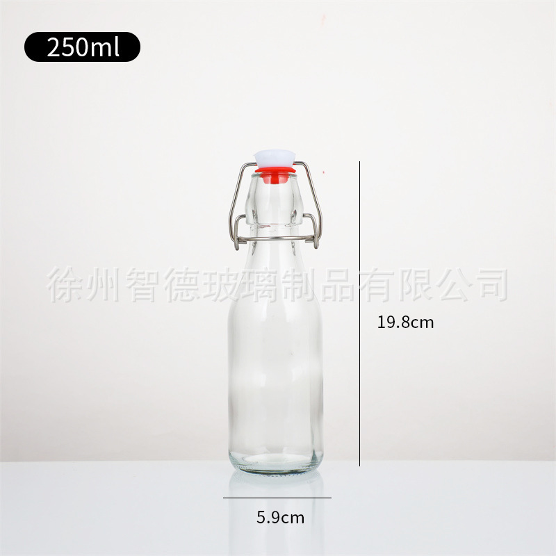 Botella de cierre sellada de Amazon personalizada botella de cierre transparente botella de bebida de jugo de fruta y enzima botella de licor casera