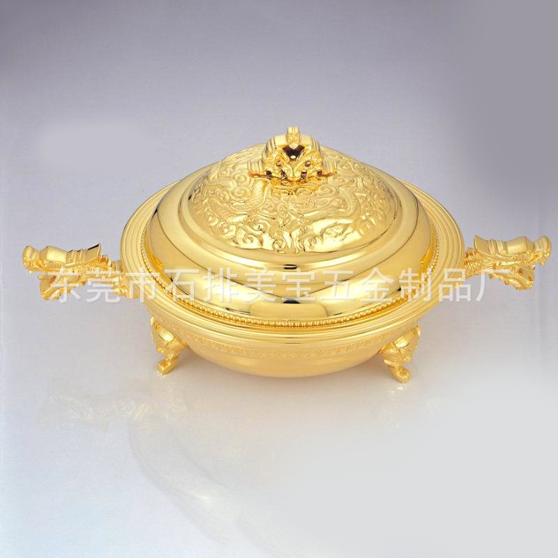 厂家供应龙头翅窝 金器汤窝 12位龙耳翅窝 酒店摆台金银器餐具