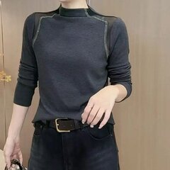 一件代发直播爆款2025早秋新品时尚洋气减龄百搭肩膀镂空长袖上衣