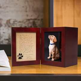 跨境木质宠物骨灰盒带相框猫咪狗狗纪念盒木质爱宠殡葬用品骨灰盒