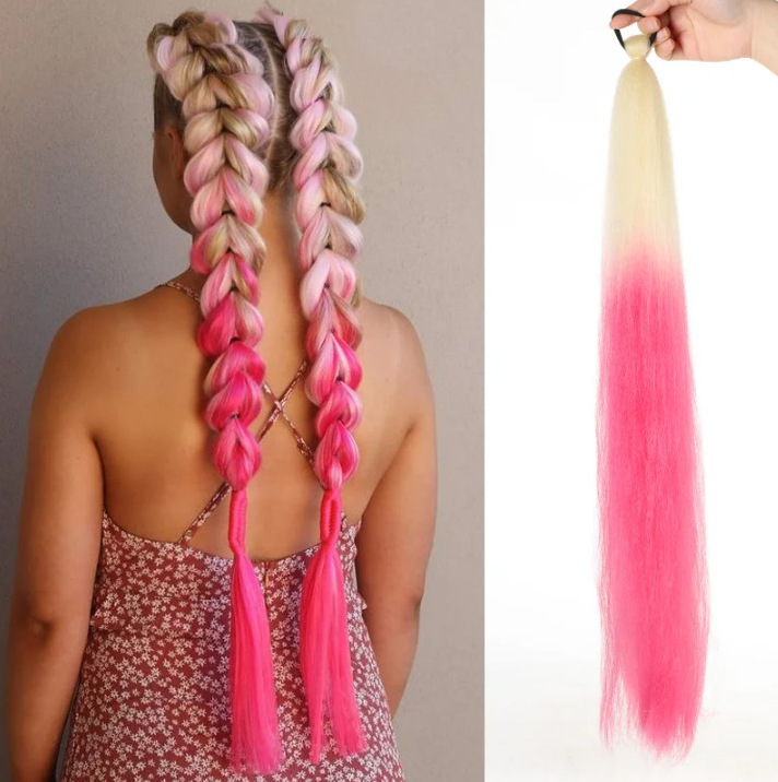 Fábrica de niñas elásticas pelucas de cola de caballo trenzas de boxeo trenzas de cuerda elástica de color trenzas de caballo para niños pelucas de cola de caballo