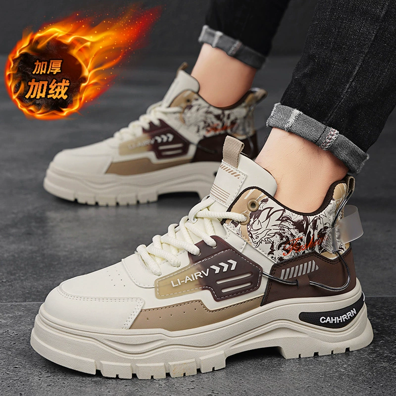 Martens, demi-season fashionable high wear-resistant non-slip yellow shoes platform, autumn