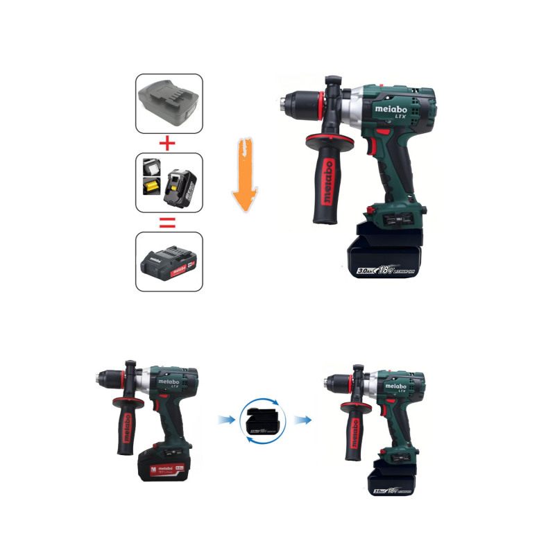 Adapter Makita Makita 18V lithium battery to Metabo 18V tool adapter Adapter Makita Makita 18V lithium battery to Metabo 18V tool adapter