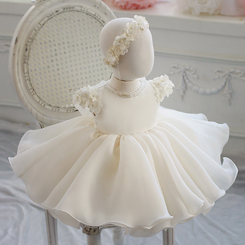 Children's Dress Princess Dress Girls' Dress White Wedding Dress Flower Girl Performance First Birthday Children's Ball Gown