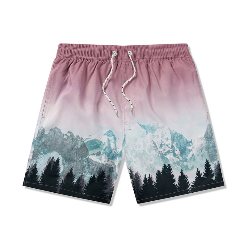 Cross-Border Men's Beach Pants Seaside Vacation Water Play Summer 2025 New Casual Pants Printed Loose Five-Point Shorts