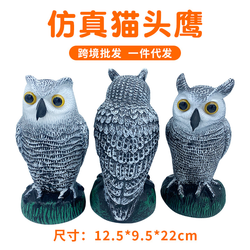 Nuevo disuasor de aves y ratones de plástico con forma de búho para jardín, adorno artesanal para exteriores.