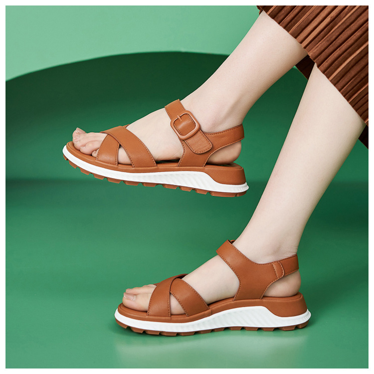 Sandal quai chéo nữ đế dày chống trượt mùa hè — màu nâu, màu đen, màu xám, màu mơ chi tiết 19