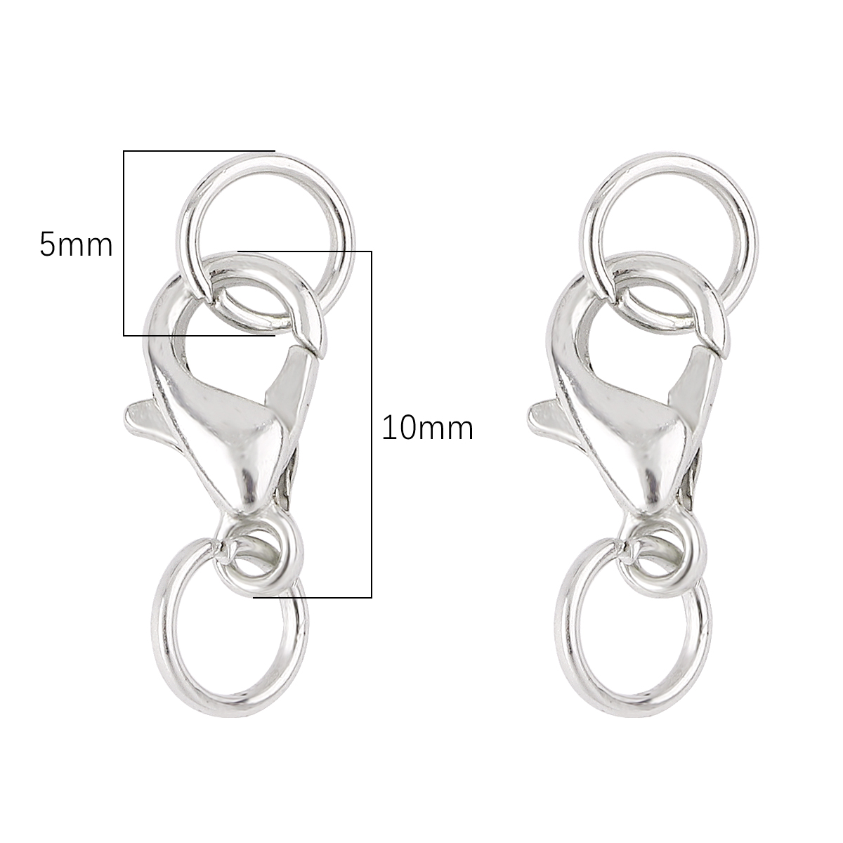 정장 스타일#은| 10mm 합금 랍스터 걸쇠 10개 + 0.7*5mm 단일 원형 20개 10세트