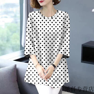 Off-Size Other/Polyester (Polyester Fiber) Summer New Mom Floral Shirt Regular Slimming Look Mid-Length