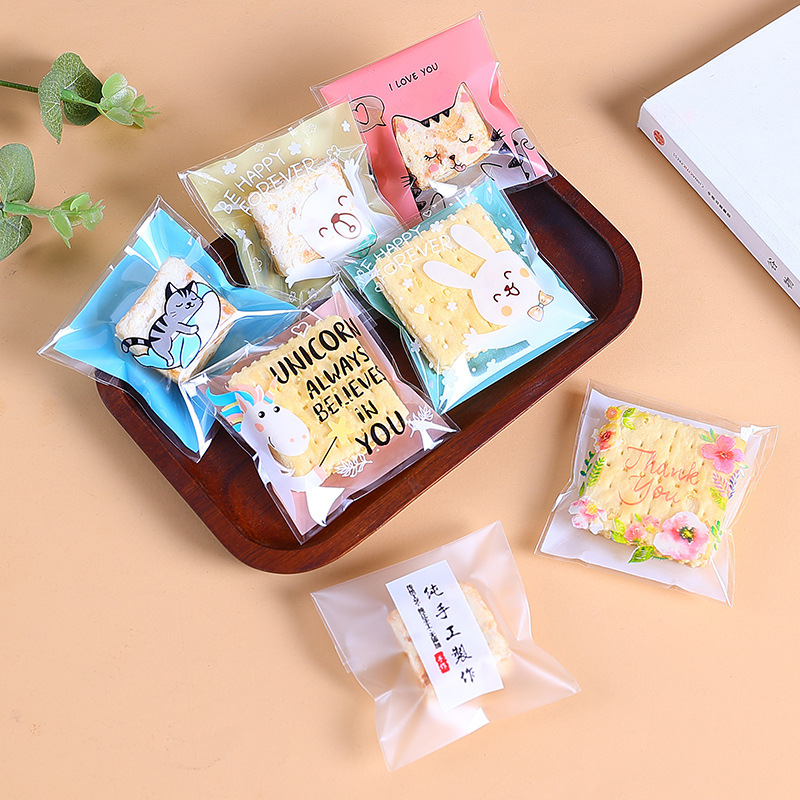 Navidad auto-Sellado bolsa pegajosa copo de nieve bolsa de embalaje crujiente máquina de sellado bolsa Año Nuevo leche azufaifo Galleta de vaca papel de embalaje azúcar