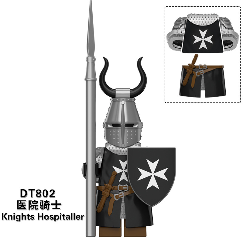 DT8901 siglo medieval templo cruzado Santa tumba Teton Hospital Caballero conjunto completo de armadura pesada gente ensamblada bloques de construcción