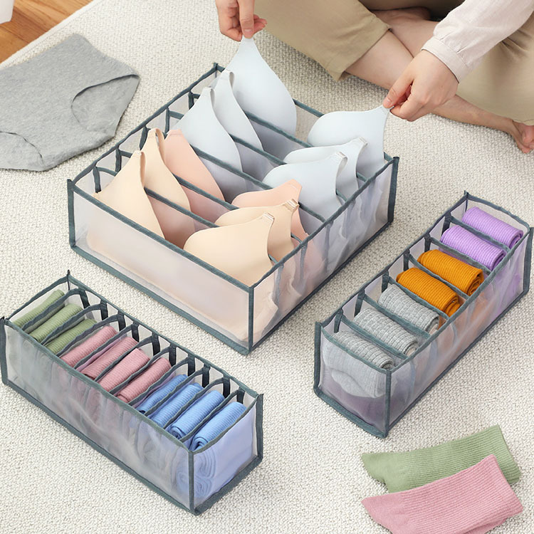 家庭用折り畳み可能なグリッド下着収納ケース靴下ブラジャー下着引き出し式仕切りたんす収納整理ケース