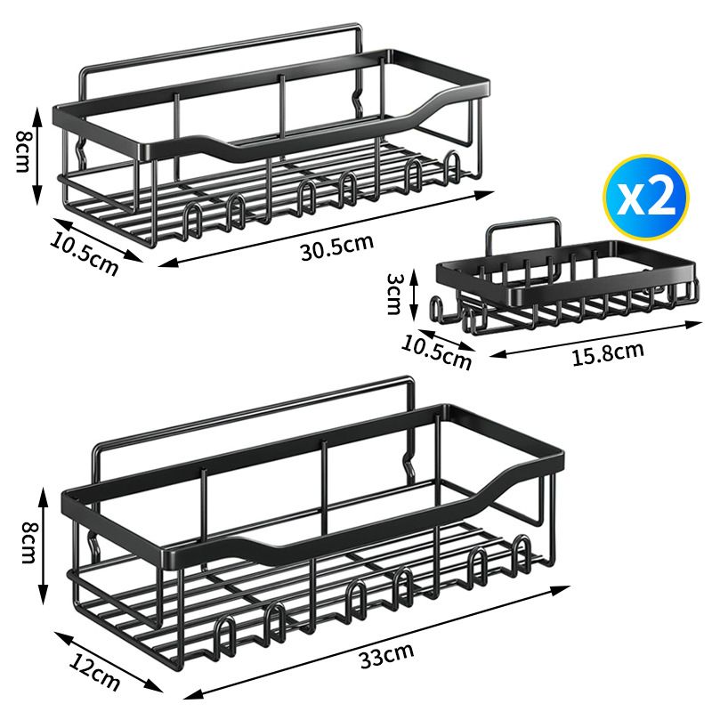 Estante de almacenamiento para baño de Amazon, arte en hierro, organizador de pared sin taladro para jabón y artículos de tocador.