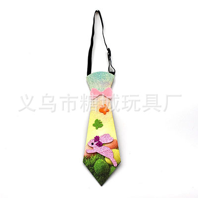 Pascua transfronteriza corbata de tela de cebolla dorada de dibujos animados conejo huevo de pollo corbata ajustable vestido de fiesta