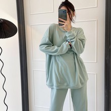 韩版高级长袖德绒睡衣女冬季2025年新款加绒加厚毛绒家居服套装冬
