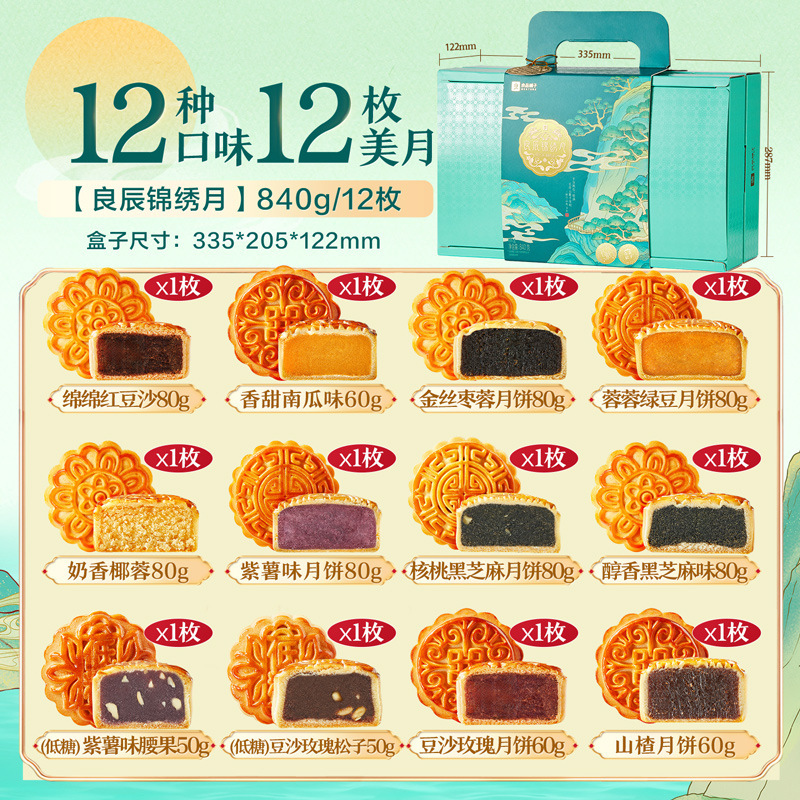良品铺子2025年中秋月饼礼盒装礼品广式传统糕点蛋黄白莲蓉豆沙|undefined