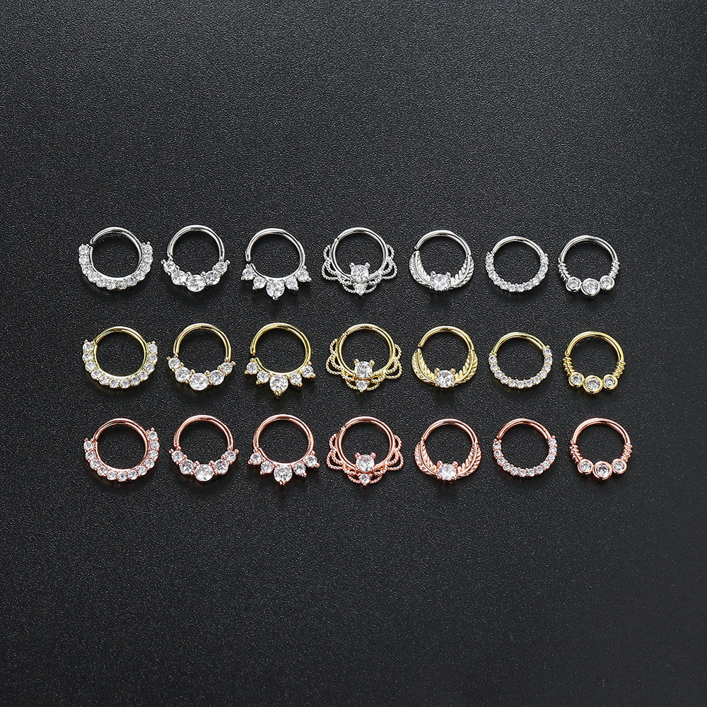 Fashion Round Copper Plating Zircon Nose Ring 1 Piece display picture 2