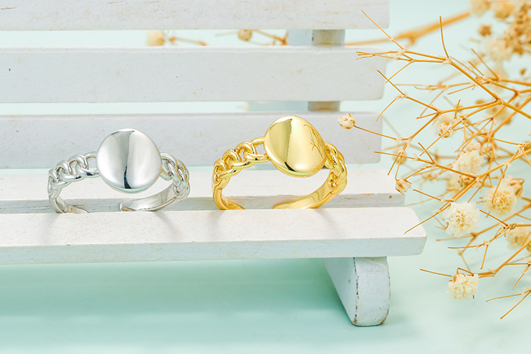 Copper Material Wholesale Retro Round Opening Twist Glossy Gold-plated Copper Ring Nihaojewelry