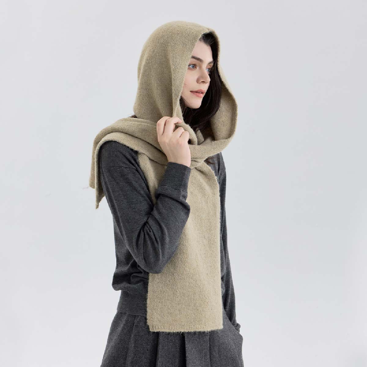 Comercio exterior transfronterizo bufandas encapuchadas de color sólido para proteger el cuello caliente bufandas de cuello parejas de otoño y invierno