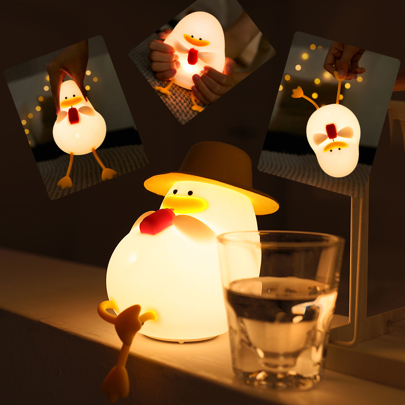 New Happy Ya Fun Light with Plug-in Color-Changing, Timer Function, Eye-Protection Children's Cartoon Silicone Duck Night Light