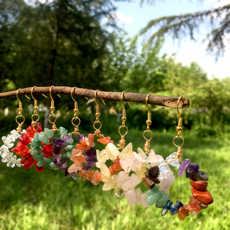 Fashion Round Crystal Beaded Drop Earrings 1 Pair