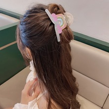 卡通彩虹韩系抓夹简约亚克力后脑勺发夹盘头发少女春夏新款发饰女