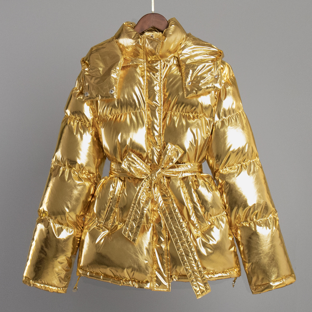 Chaqueta de algodón con capucha transfronteriza Chaqueta de pan brillante al aire libre deportiva para mujer Chaqueta de algodón casual de otoño e invierno europea y americana image 7