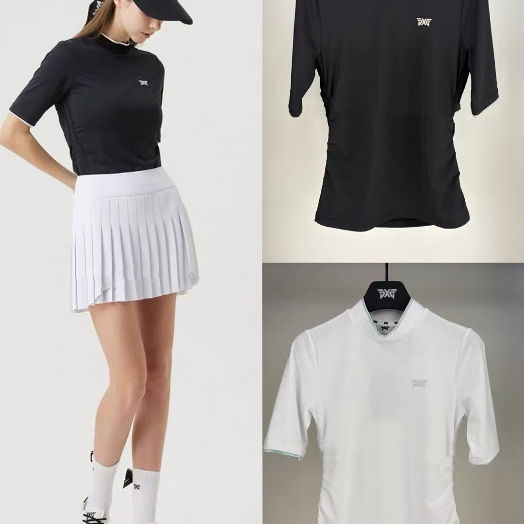 Golf Clothing Women's 25 Spring and Summer Thin Cold-Sensing Sunscreen Quick-Drying Stand-Up Collar Short-Sleeved Top