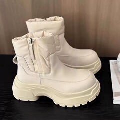 羽绒厚底雪地靴女2025新款冬季马丁短靴加绒防水防滑保暖面包棉鞋