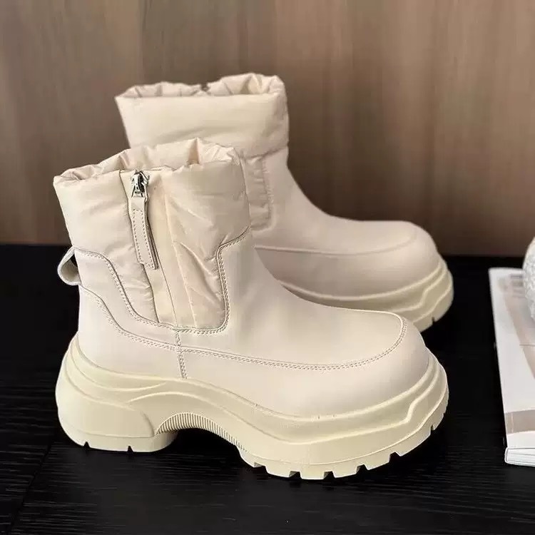 羽绒厚底雪地靴女2025新款冬季马丁短靴加绒防水防滑保暖面包棉鞋