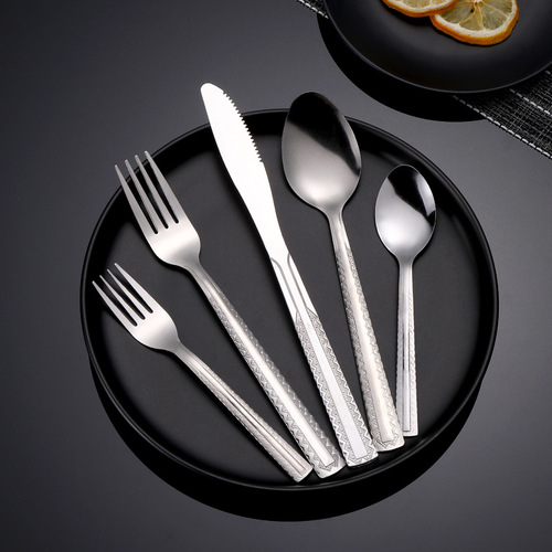 Wholesale hotel steak knife, fork and spoon set, Western food knife and fork, household spoon, spoon, creative pattern stainless steel tableware